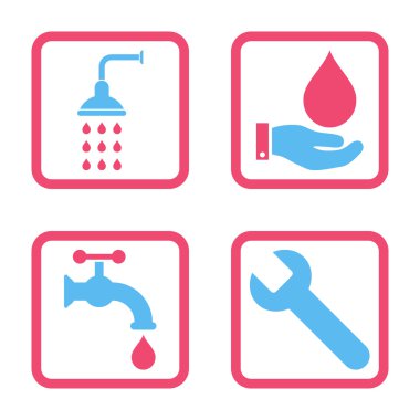 Sıhhi tesisat düz kare vektör simgesi