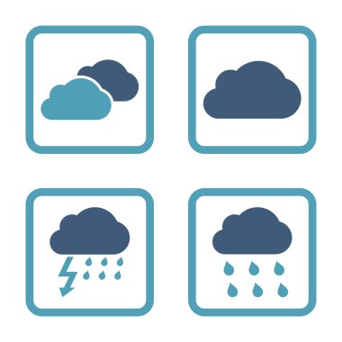 Yağmur bulutları düz kare vektör simgesi