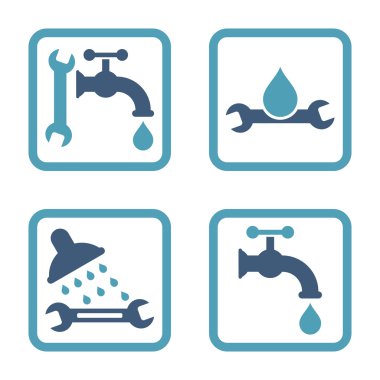 Sıhhi tesisat düz kare vektör simgesi