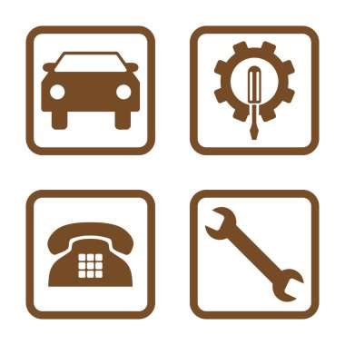 Araba Servisi düz vektör simgesi kare