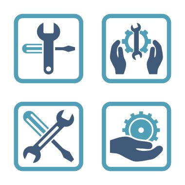 Düz kare vektör simgesi hizmet araçları