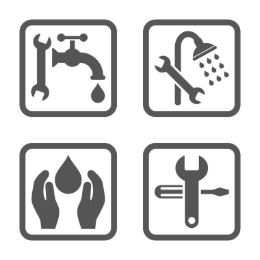 Sıhhi tesisat düz kare vektör simgesi