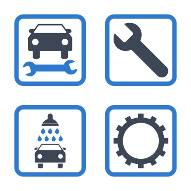 Araba Servisi düz vektör simgesi kare