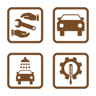 Araba Servisi düz vektör simgesi kare