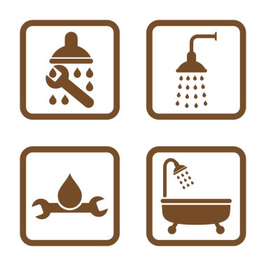 Sıhhi tesisat düz kare vektör simgesi