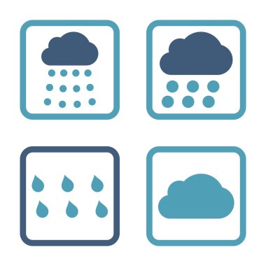 Yağmur bulutları düz kare vektör simgesi