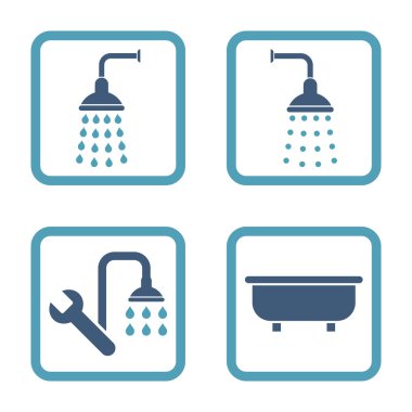 Duş banyo düz kare vektör simgesi