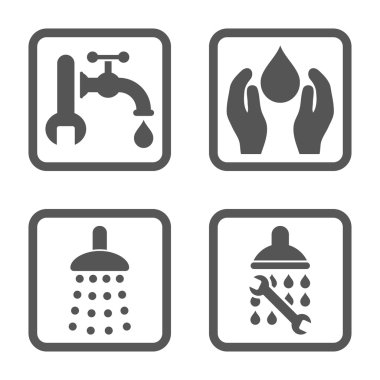 Sıhhi tesisat düz kare vektör simgesi