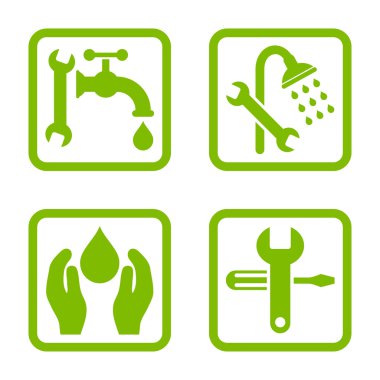 Sıhhi tesisat düz kare vektör simgesi