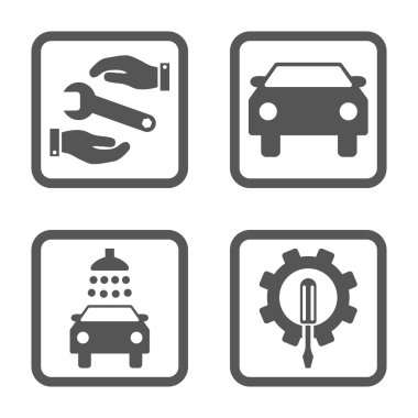 Araba Servisi düz vektör simgesi kare