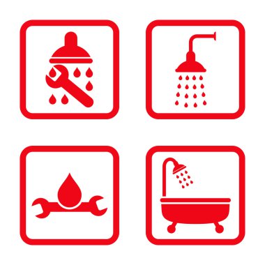 Sıhhi tesisat düz kare vektör simgesi