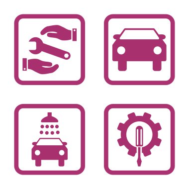 Araba Servisi düz vektör simgesi kare