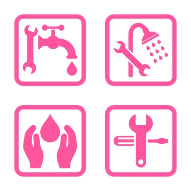 Sıhhi tesisat düz kare vektör simgesi