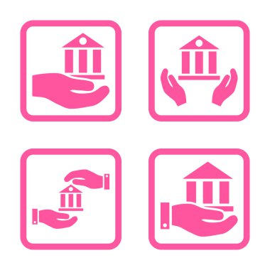 Vektör simge banka hizmet düz kare