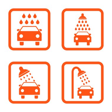 Araba duş düz kare vektör simgesi