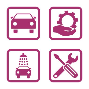 Araba Servisi düz vektör simgesi kare