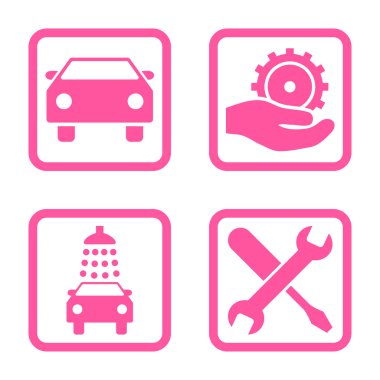 Araba Servisi düz vektör simgesi kare