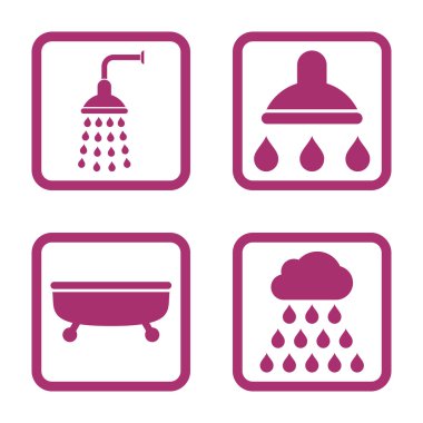 Duş banyo düz kare vektör simgesi