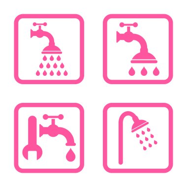 Duş sıhhi tesisat düz kare vektör simgesi