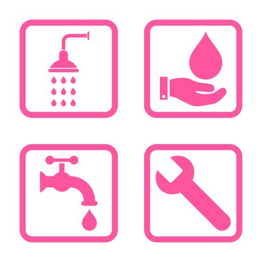 Sıhhi tesisat düz kare vektör simgesi