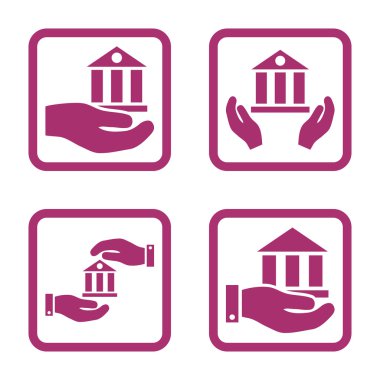 Vektör simge banka hizmet düz kare
