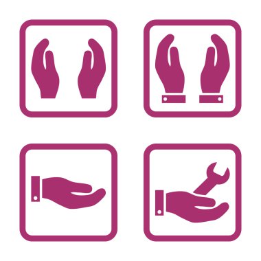 Bakım el düz kare vektör simgesi