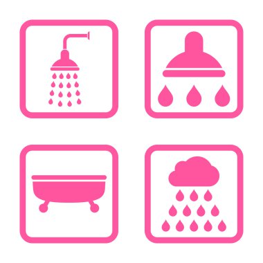 Duş banyo düz kare vektör simgesi