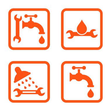 Sıhhi tesisat düz kare vektör simgesi