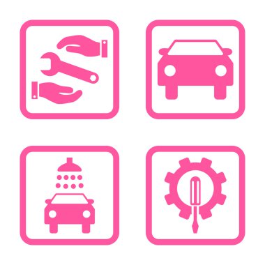 Araba Servisi düz vektör simgesi kare