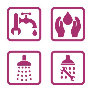 Sıhhi tesisat düz kare vektör simgesi