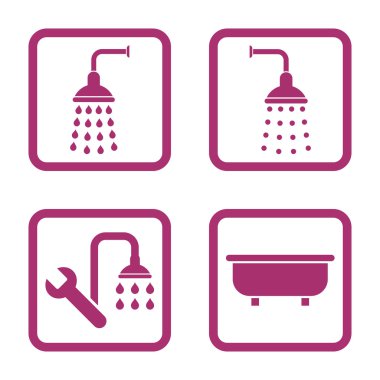 Duş banyo düz kare vektör simgesi