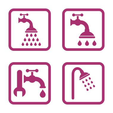 Duş sıhhi tesisat düz kare vektör simgesi