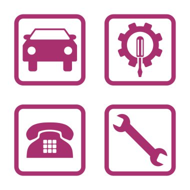 Araba Servisi düz vektör simgesi kare