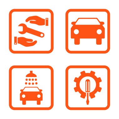 Araba Servisi düz vektör simgesi kare