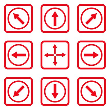 Yön okları düz kare vektör simgesi