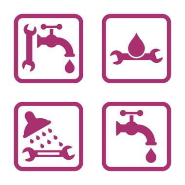 Sıhhi tesisat düz kare vektör simgesi