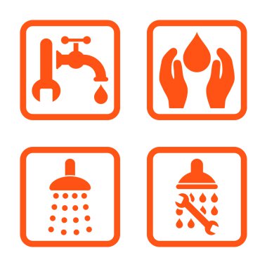 Sıhhi tesisat düz kare vektör simgesi