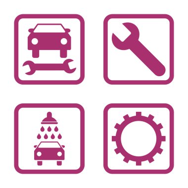 Araba Servisi düz vektör simgesi kare