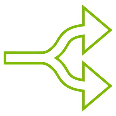 Oklar bölünmüş sağ kontur vektör simgesi