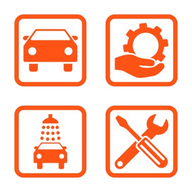 Araba Servisi düz vektör simgesi kare