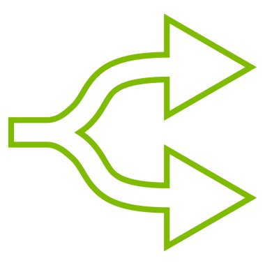 Kavşak ok doğru anahat vektör simgesi