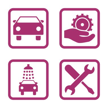 Araba Servisi düz vektör simgesi kare