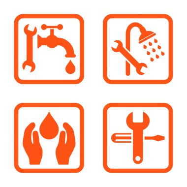 Sıhhi tesisat düz kare vektör simgesi