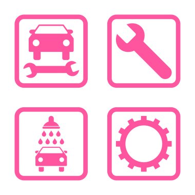 Araba Servisi düz vektör simgesi kare