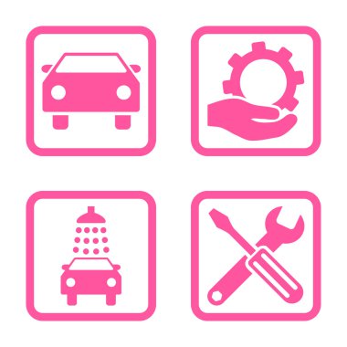 Araba Servisi düz vektör simgesi kare
