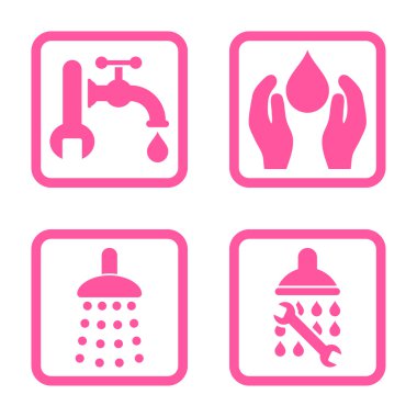 Sıhhi tesisat düz kare vektör simgesi