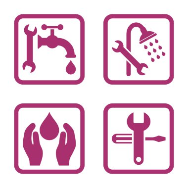 Sıhhi tesisat düz kare vektör simgesi