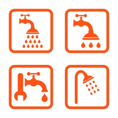 Duş sıhhi tesisat düz kare vektör simgesi