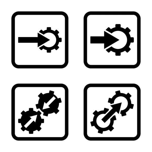 Engranajes de integración Icono de vector cuadrado plano — Archivo Imágenes Vectoriales