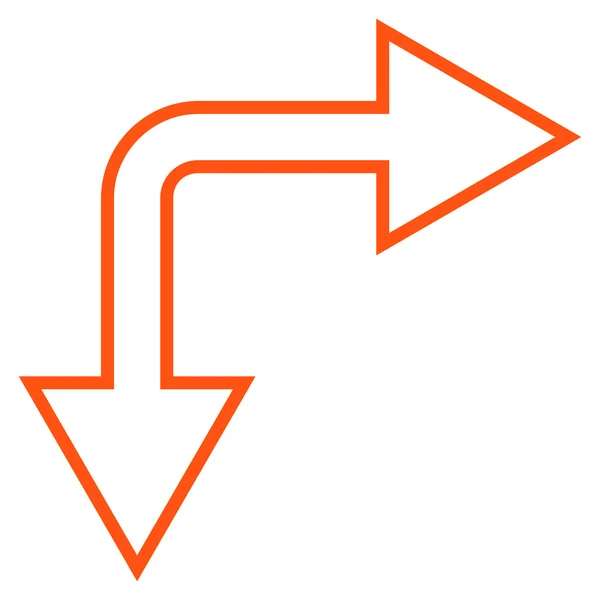 Icône vectorielle de contour droit vers le bas de Choice Arrow — Image vectorielle